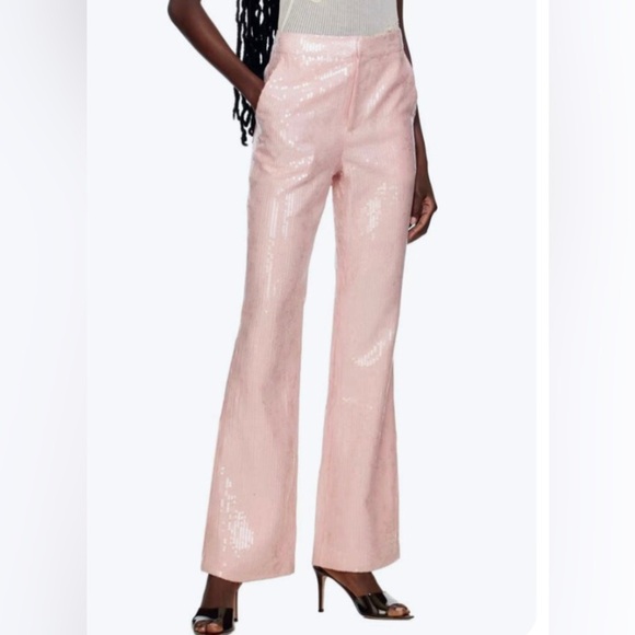 Kim Shui Pants All Over Sequin Pailette in Pink holiday Size Small Brand NWOT - Picture 3 of 15